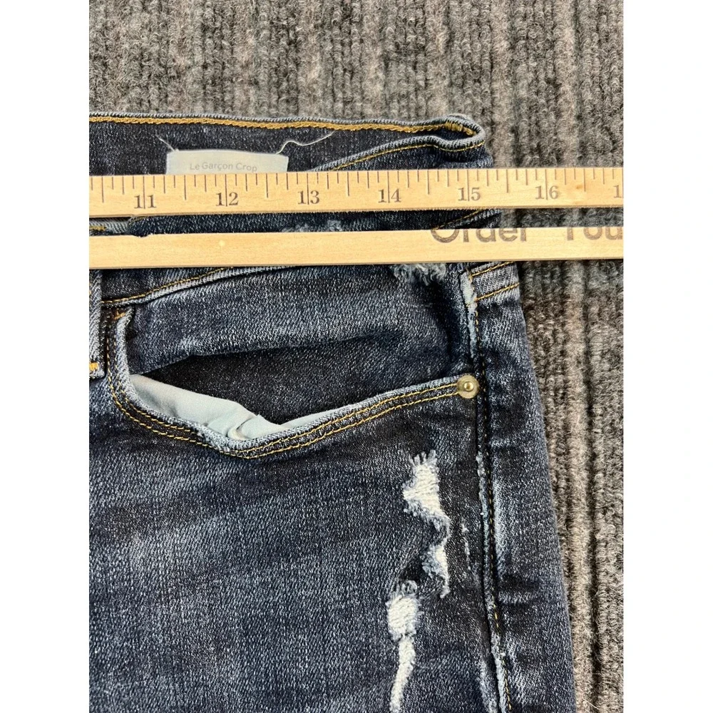 FRAME Le Garcon Crop Jeans Womens 28 Blue Distressed Slim‎ Boyfriend Stretch USA